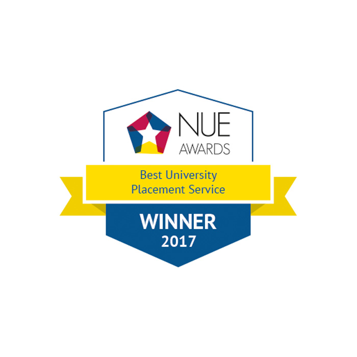 Huddersfield Business School Placement Unit won the award for Best University Placement Service at the national NUE awards for 2017.