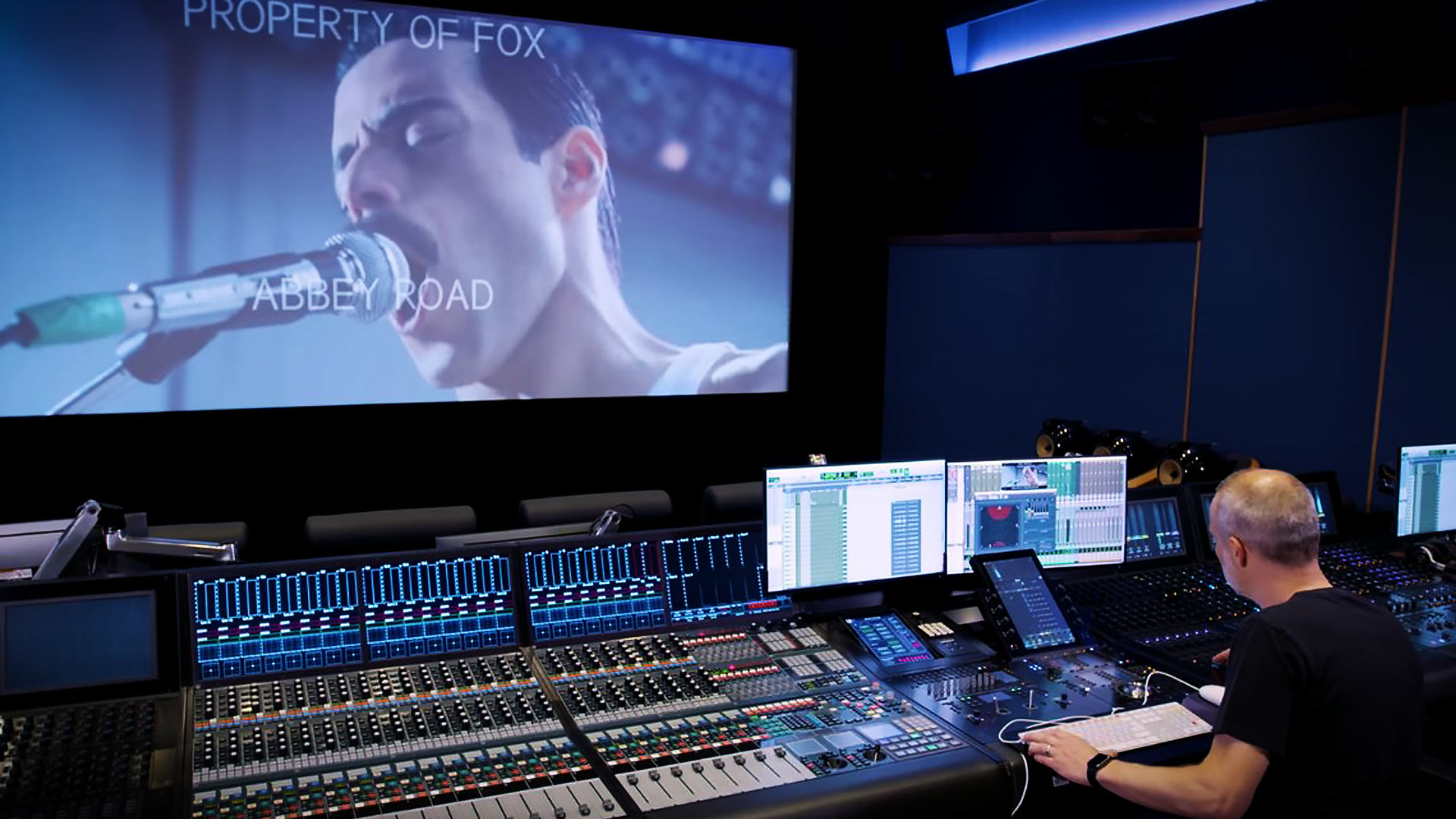 John Warhurst editing the sound for the film biopic Bohemian Rhapsody