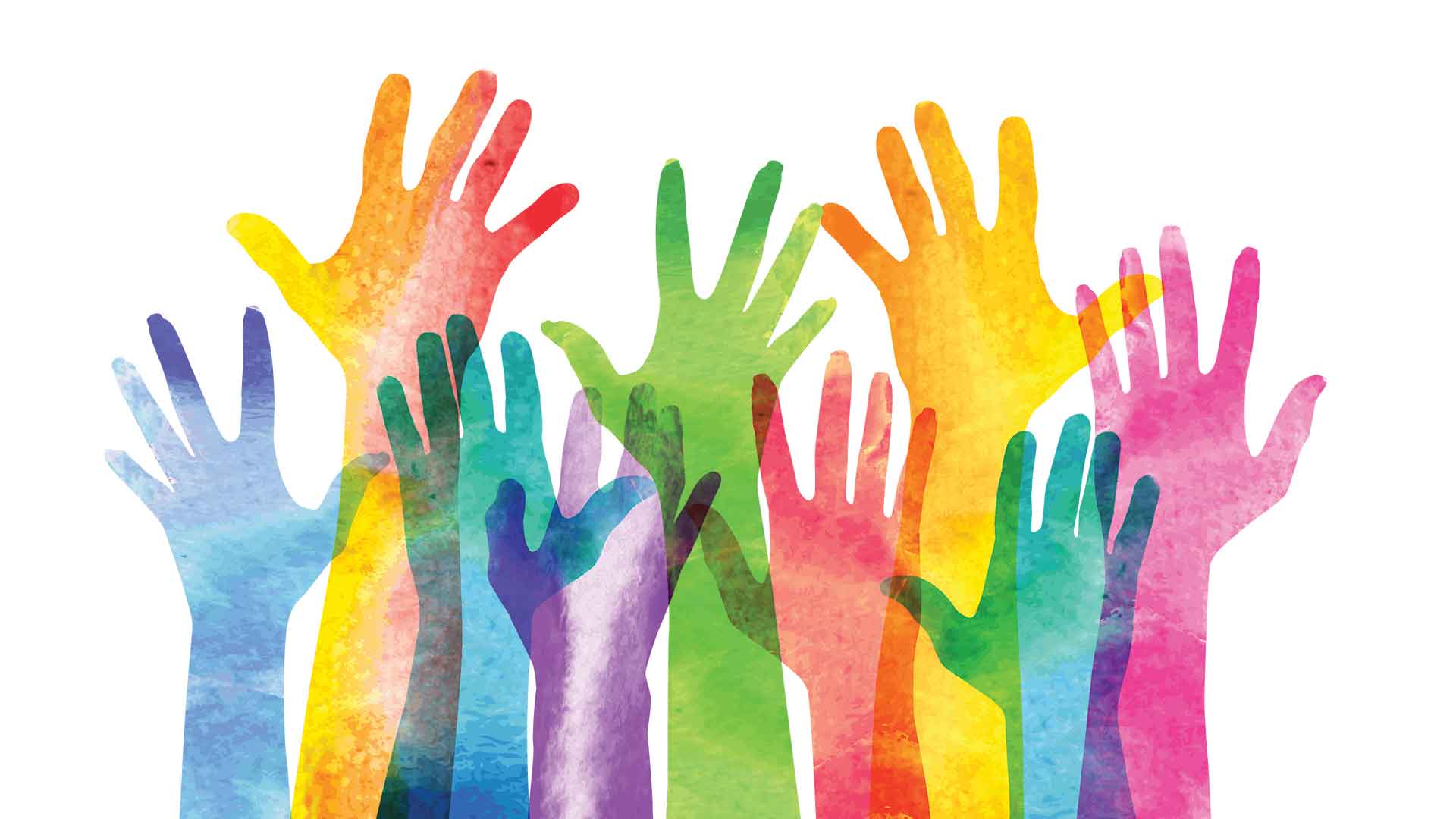 Multiple hands in different colours