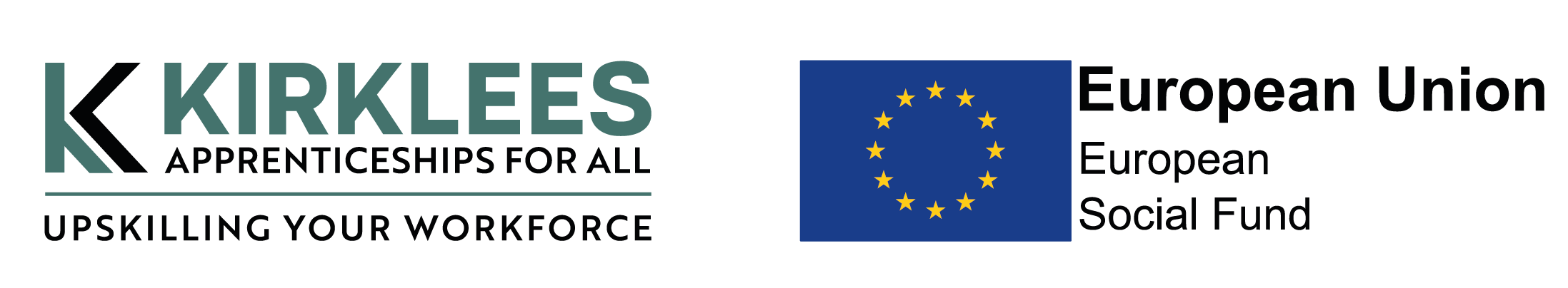 The logo for the Kirklees Apprenticeships for All European Union funding