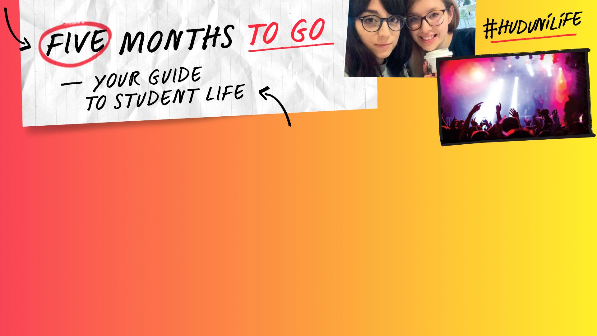 5 months to go campaign content title gradient background notebook page