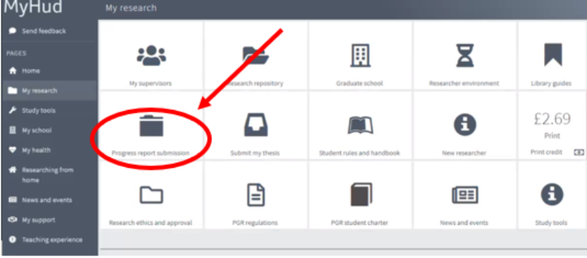 Image of where to submit progression monitoring reports