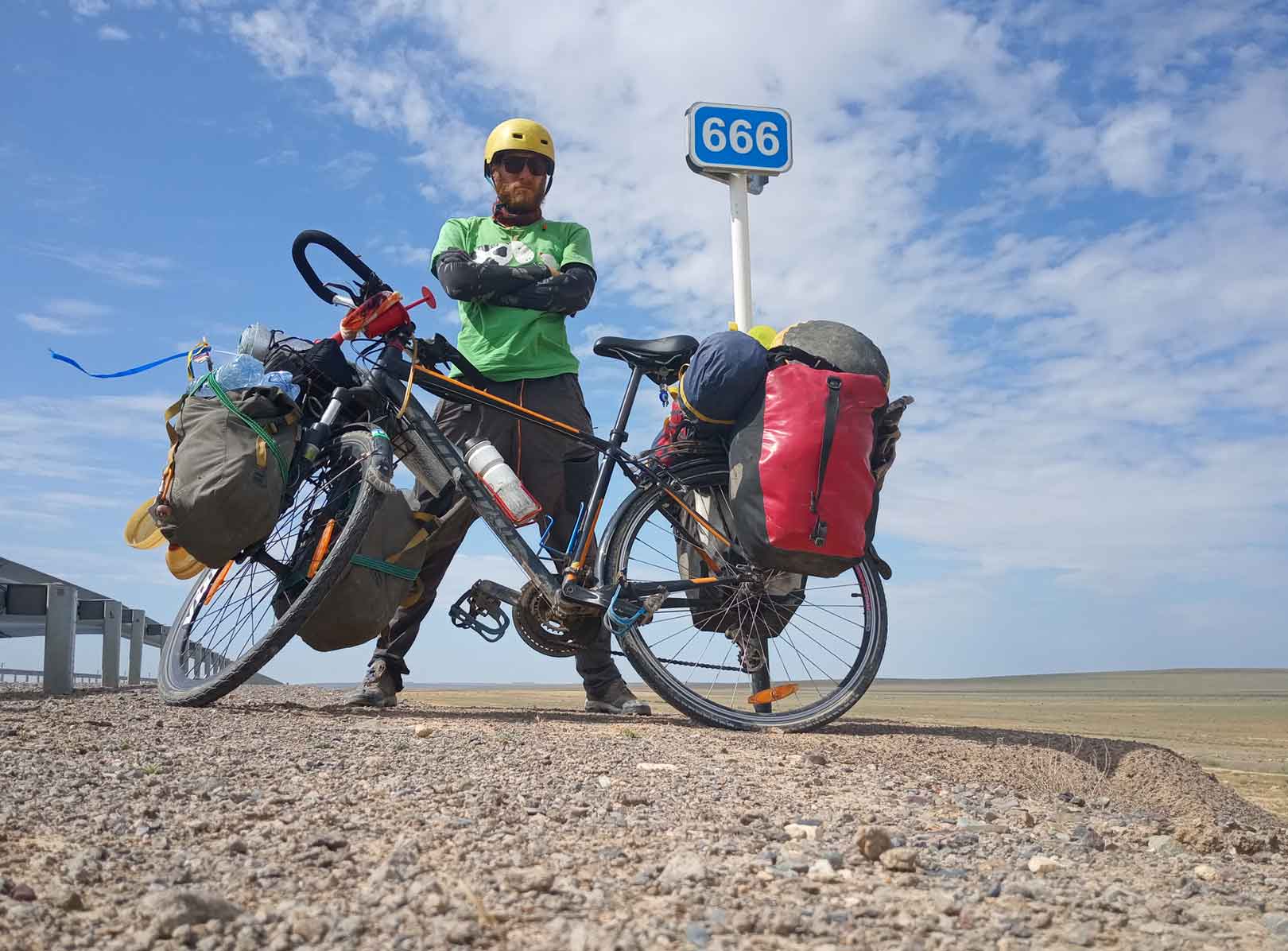 David Steedman and his bike in the desert