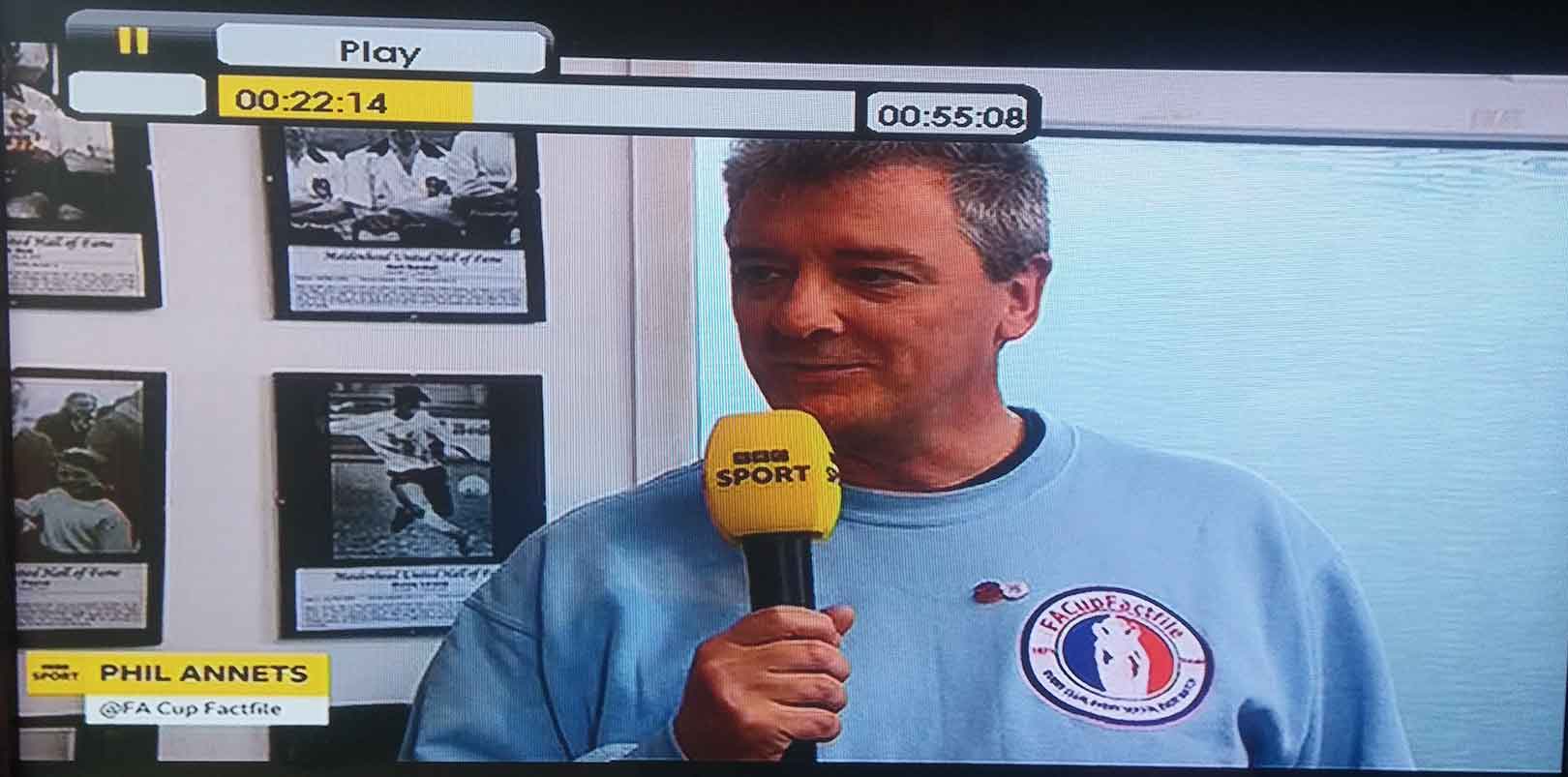 Phil Annets on BBC Sport talking about FACupFactfile