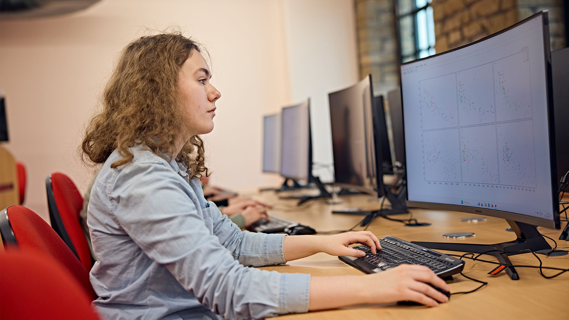 Student working on a computer