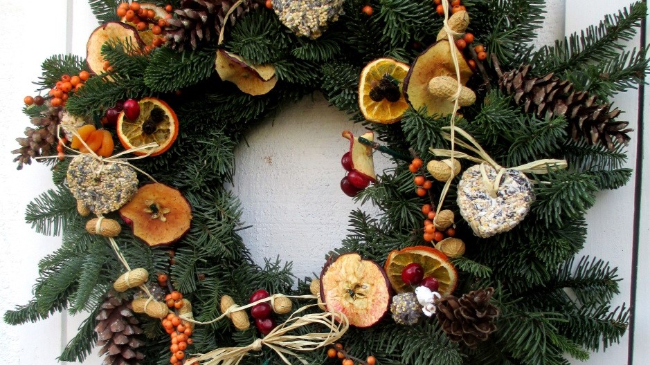 Christmas Bird Feeding wreath