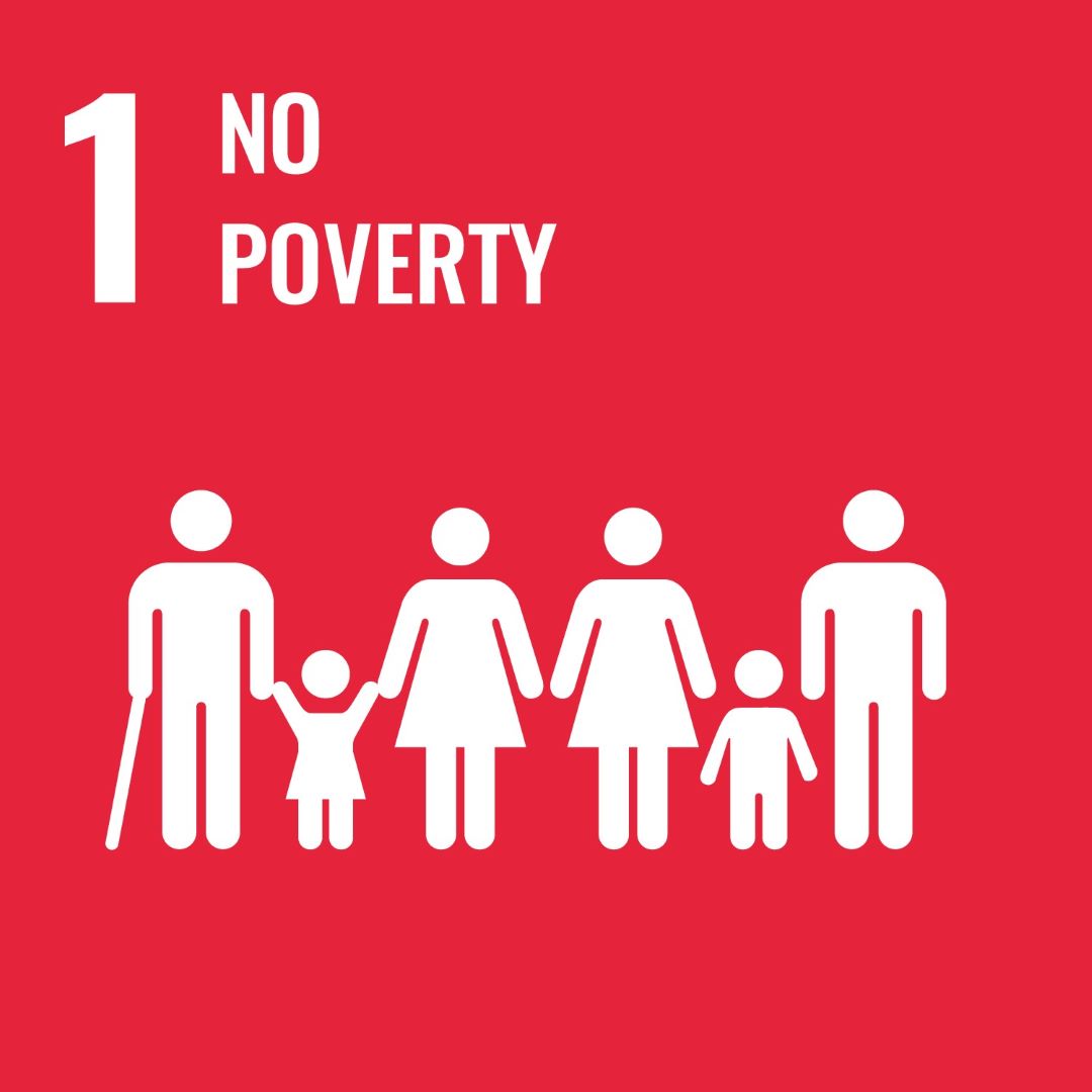 Graphic of the logo for UN SDG 1 - No poverty