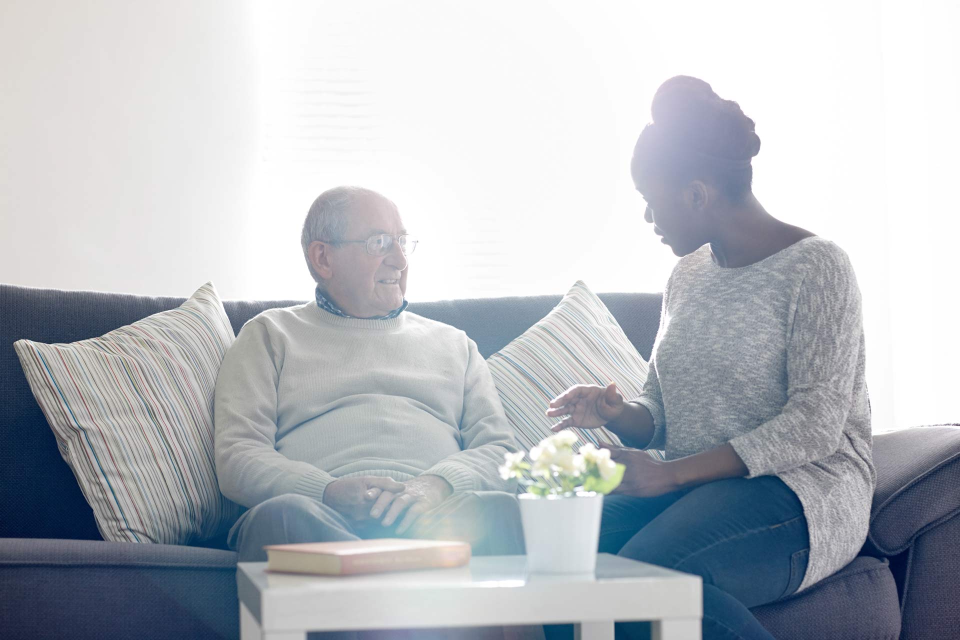 Man and woman talking