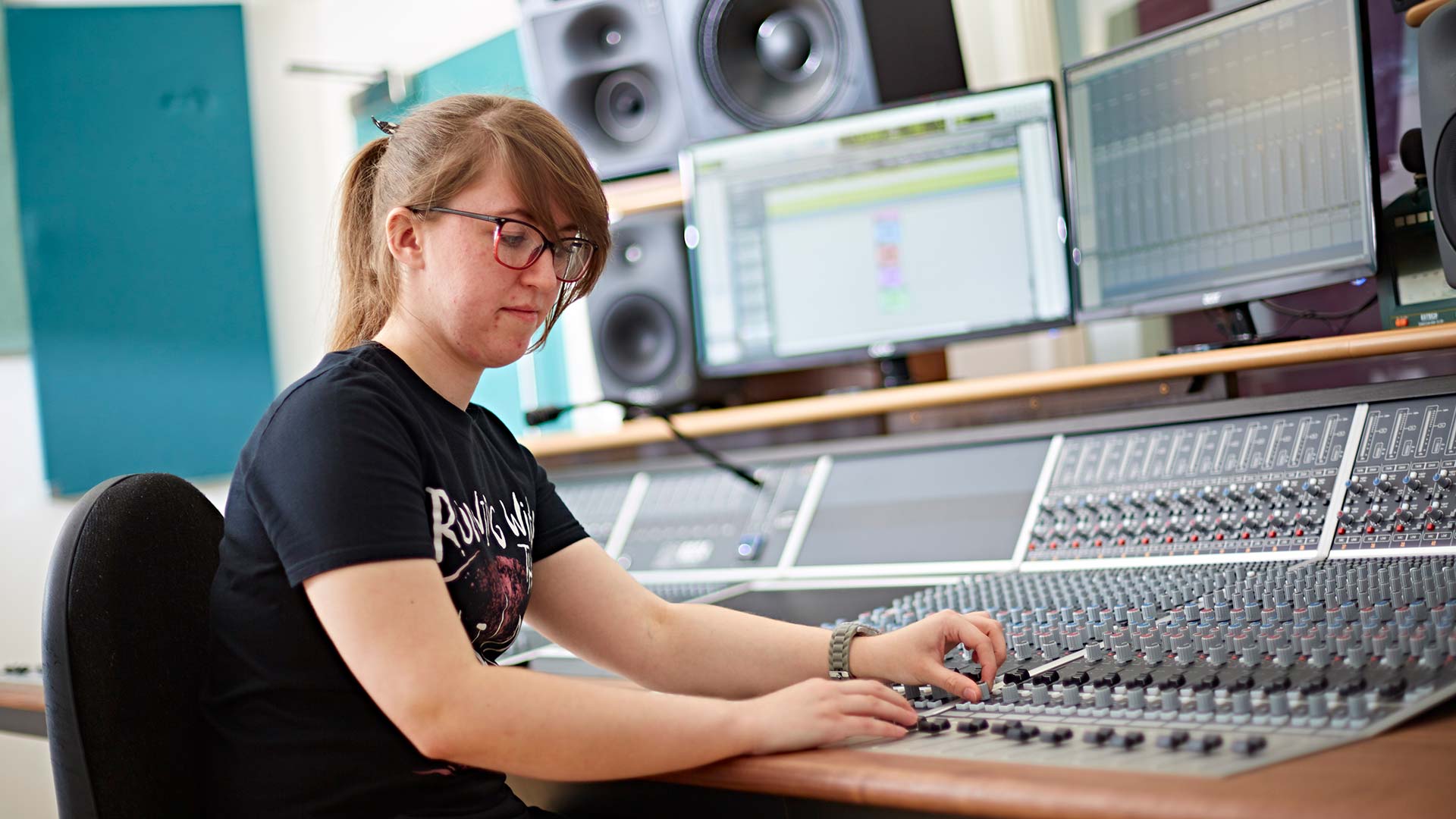 Female student in the green rooms