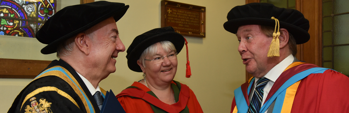 Professor David Leaper with Professor Bob Cryan and Liz Towns-Andrews