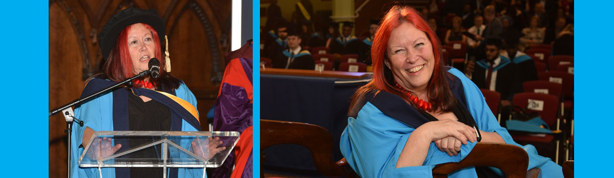 Lesley Yellowlees in gown