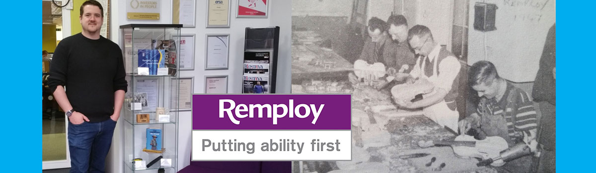 Andy Holroyde pictured alongside people working at Remploy 