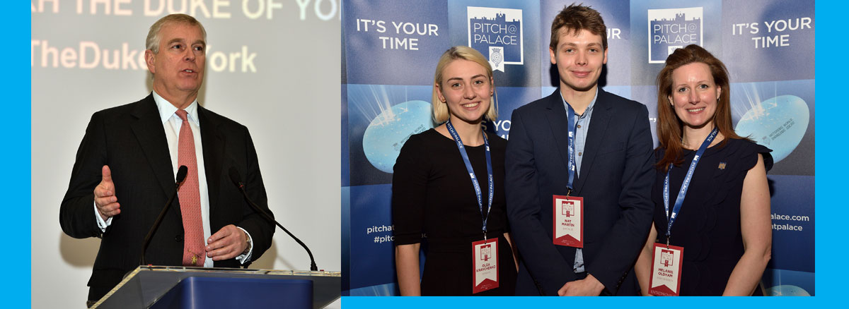 HRH The Duke of York and the winners of the Huddersfield pitch