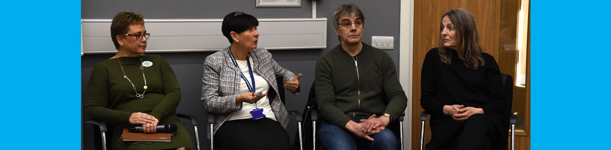 Panel members (l-r) the University’s Head of Academic and Professional Studies and Forest School expert Mary Dyer, Director of Nursing at St Vincent’s University Hospital Dublin Geraldine Regan, and Bob and Mona Preston from the Hipperholme Private Day Nursery.