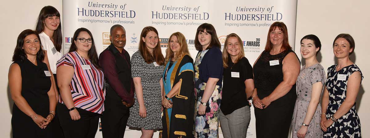 Pictured with the University's Pro Vice-Chancellor for Teaching and Learning, Professor Christine Jarvis (centre) are the Chancellor's Prize winners