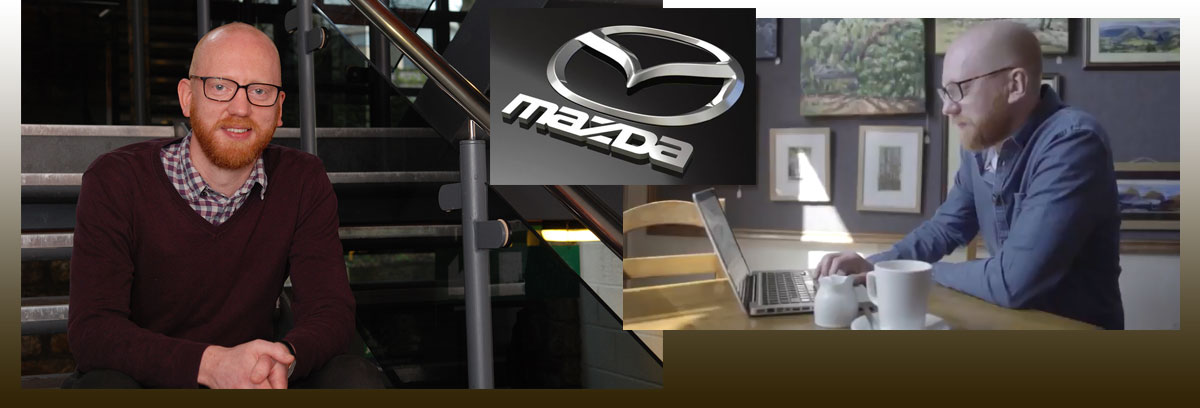 Mathematician Ed Southall  as he appears in the Mazda promotion 