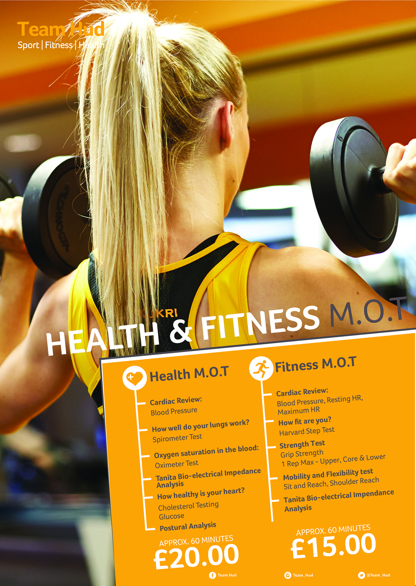 image for poster marketing team hud's health and fitness MOTs for staff