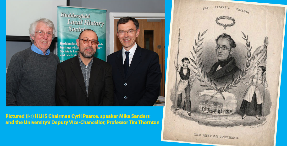 Pictured (l-r) HLHS Chairman Cyril Pearce, speaker Mike Sanders and the University’s Deputy Vice-Chancellor, Professor Tim Thornton