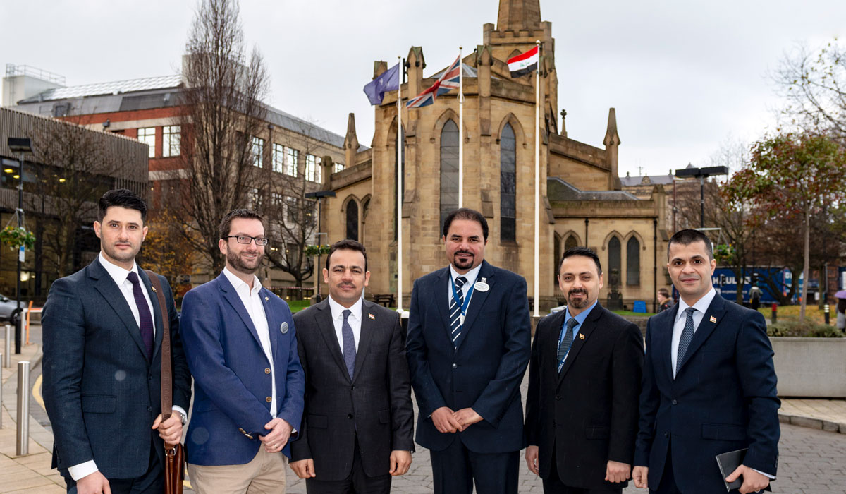 Pictured with the Iraqi Consul General Dr Ihsan Allawi (centre left) are the University’s Dr Mosttafa Alghadhi (centre right) and Professor Paul Elliott Associate Dean (International) of the School of Applied Sciences (second left).