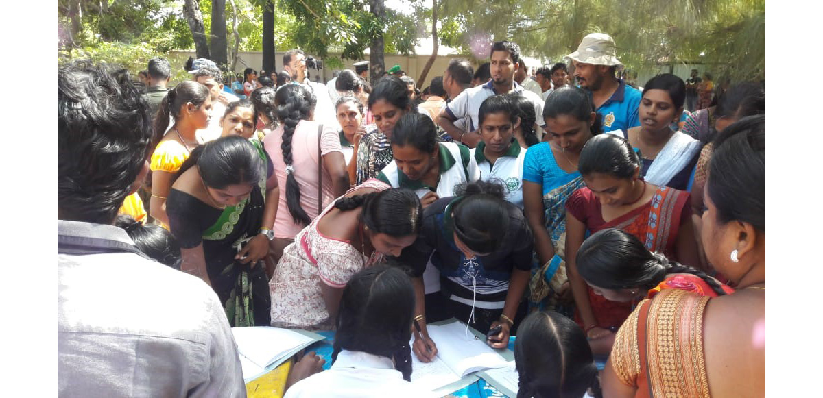 Registration desk at the evacuation centre