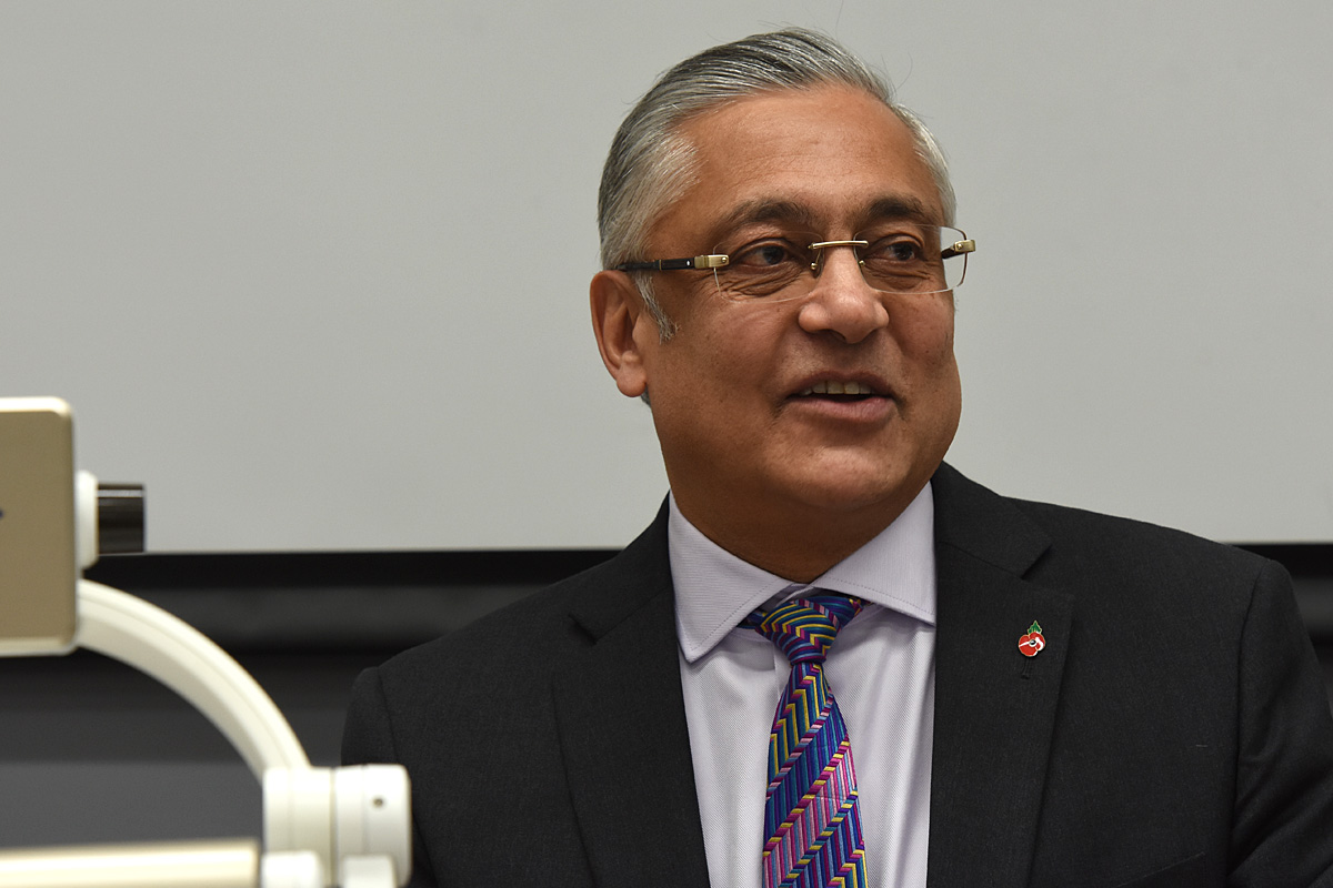 Chairman of Social Work England Lord Patel speaking in Huddersfield