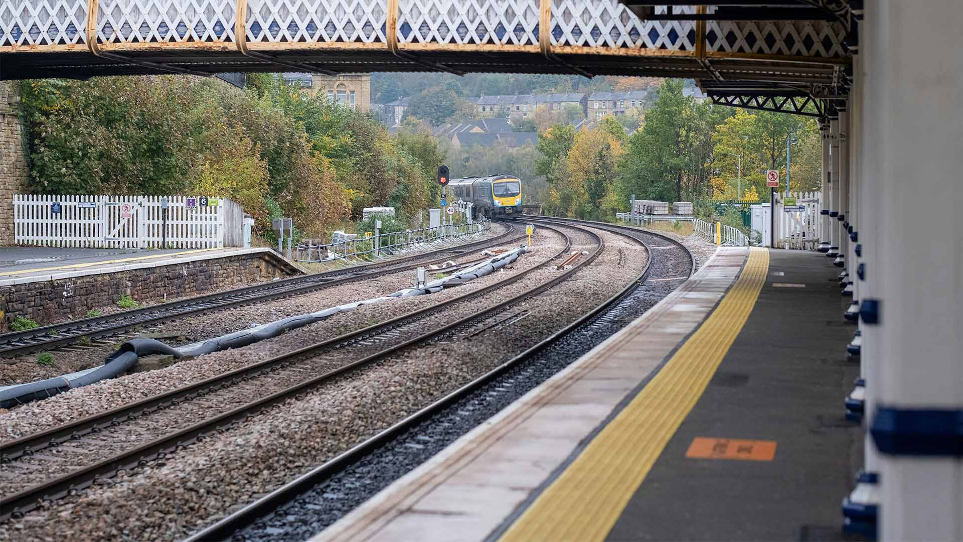 train track at a station