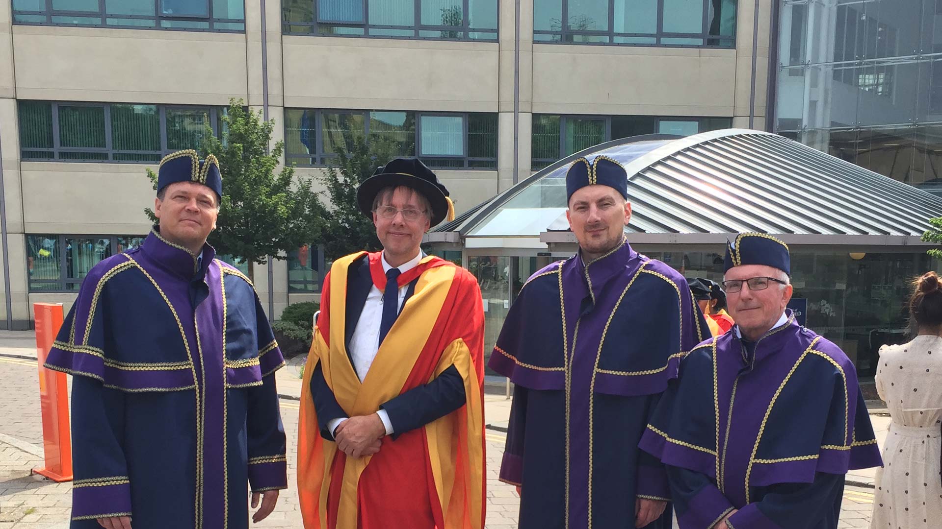 Professor John Anchor with the Dean and two Vice Deans from FaME