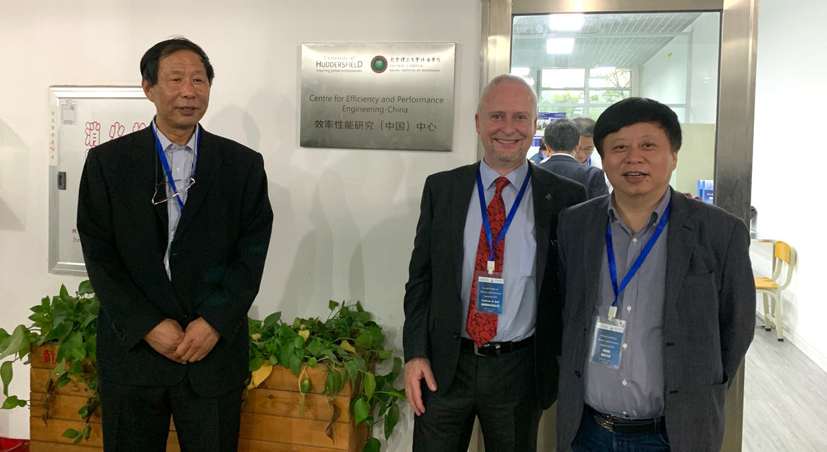 Professor Andrew Ball (centre) and Professor Fengshou Gu (left) on their recent visit to china