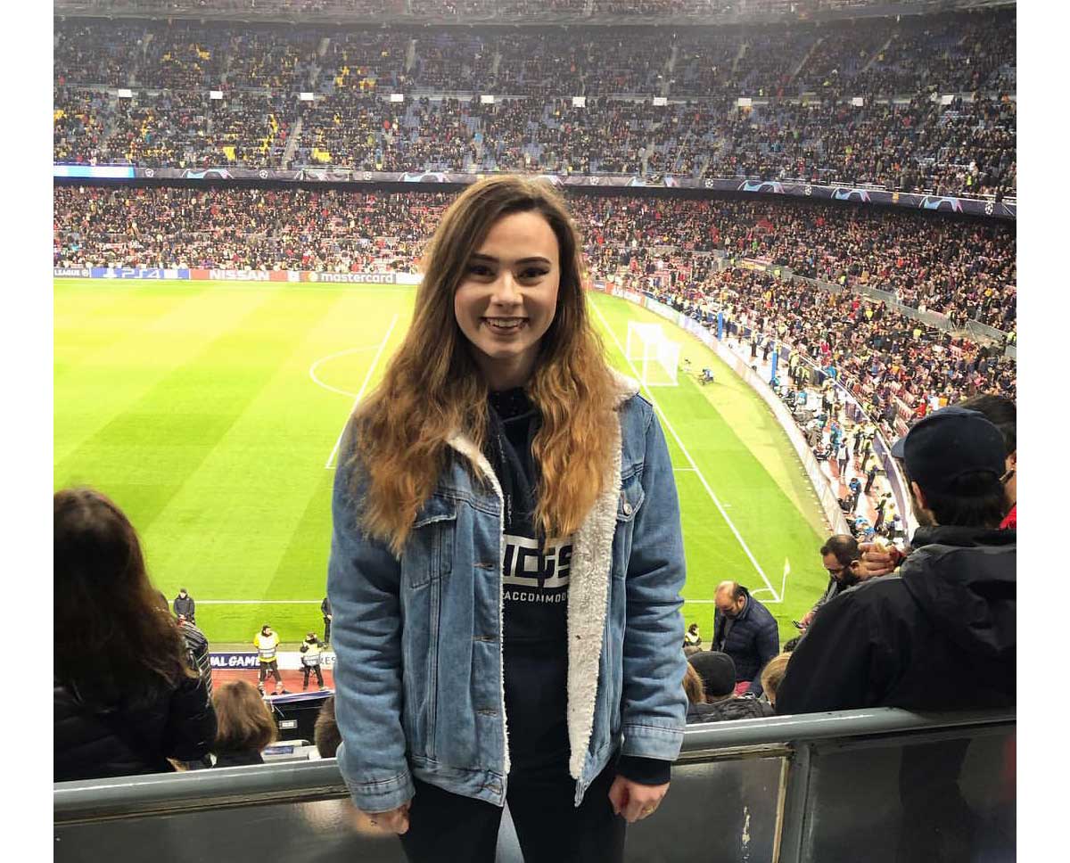 Molly Marrison at Barcelona's FC's Nou Camp Stadium 