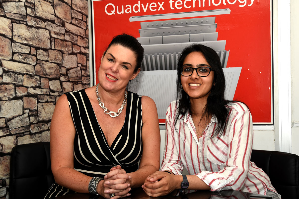 Trust Electric Heating's MD Fiona Conor with Huddersfield researcher Dr Karina Zala