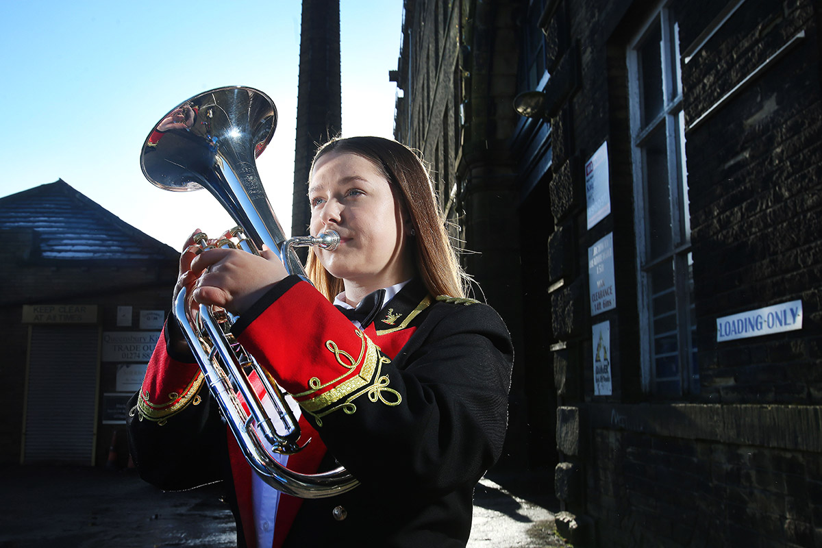 Siobhan Bates pictured playing at the Black Dyke Mills 