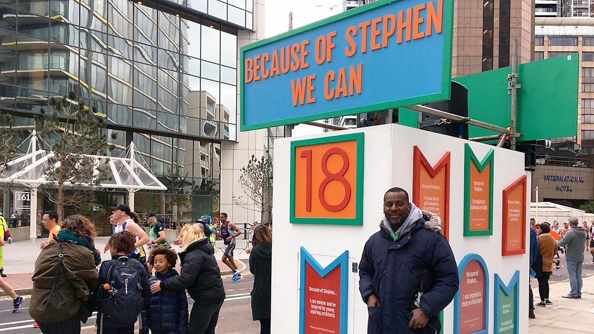 Stephen Lawrence's brother Stuart visited the 18 mile marker to commemorate the murder of his teenage brother