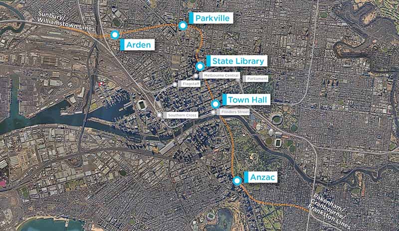 A map of the new tunnels underneath Melbourne