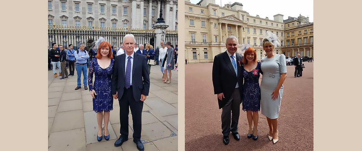 Sarah Jarvis collecting her MBE