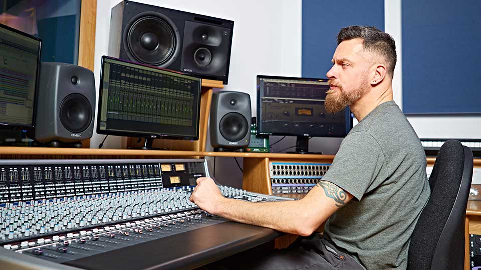 Mark Mynett in a recording studio