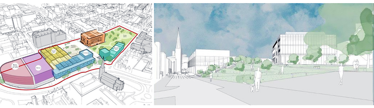 Architect drawings of the new cultural heart of Huddersfield town centre