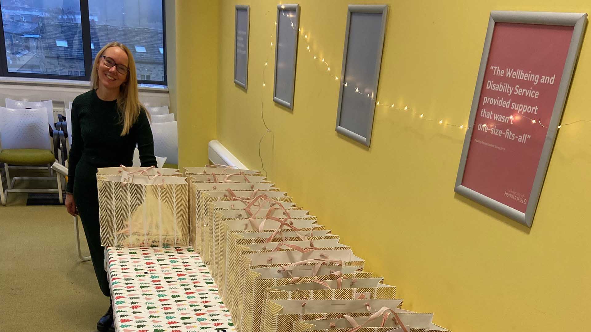 Rebecca Hayes with some Christmas presents