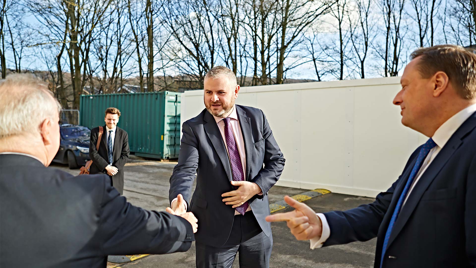 Andrew Stephenson MP arrives for his visit at the Institute of Railways Research