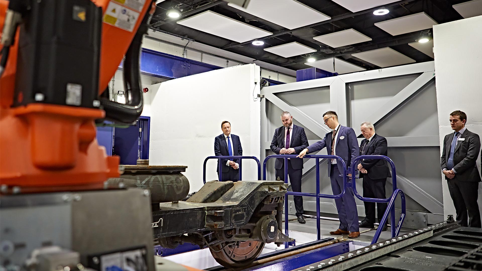 Andrew Stephenson MP during his tour of the new facilities within the Centre of Excellence in Rolling Stock
