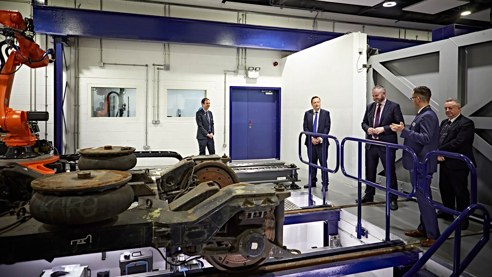 Andrew Stephenson MP during his tour of the new facilities within the IRR's Centre of Excellence in Rolling Stock