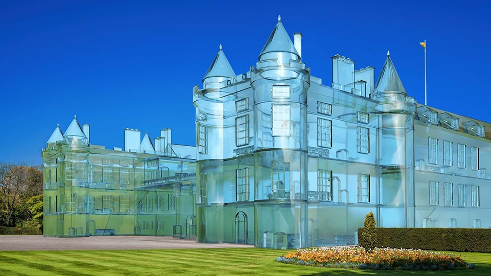 Holyrood House in Edinburgh imagined in glass