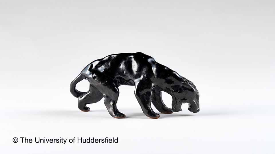 A black ceramic jaguar sculpted by the poet Ted Hughes