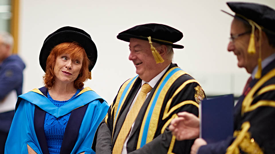 Sarah Jarvis and Vice Chancellor Bob Cryan