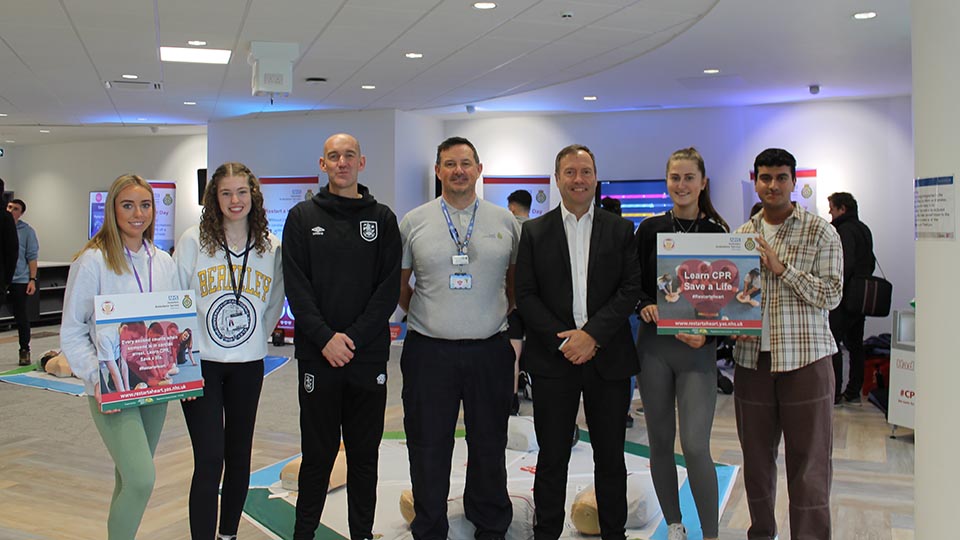 A group of staff and students at the Restart a Heart event