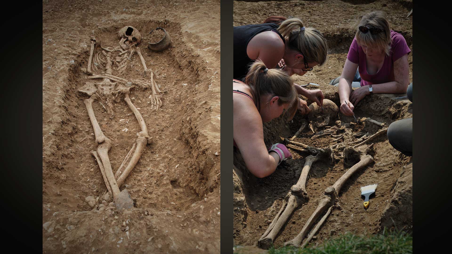 An early Anglo-Saxon grave at Oakington in Cambridgeshire courtesy of Duncan Sayer