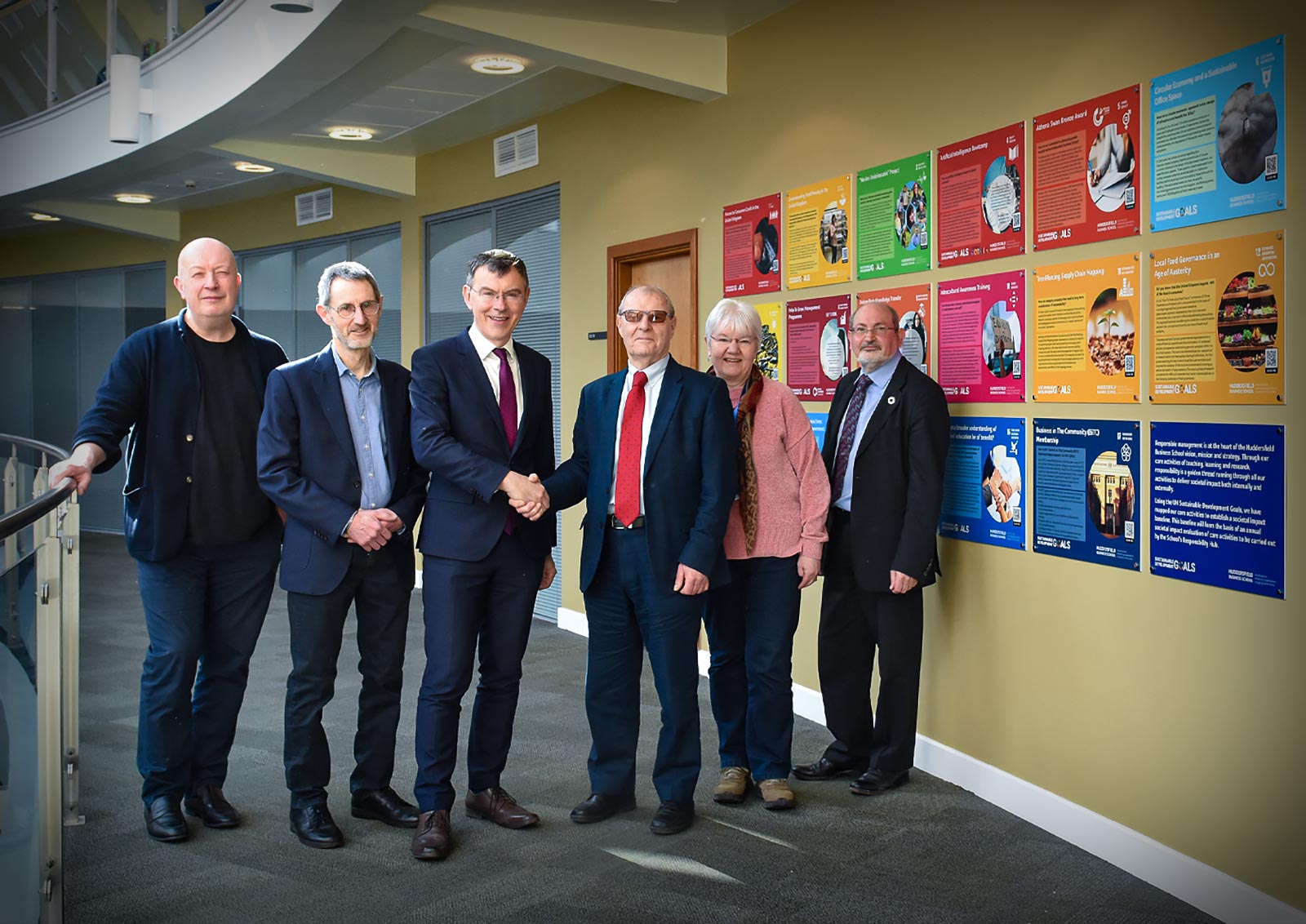 Pictured l-r are John Lever, Chris Herring, Tim Thornton, Peter Roberts, Liz Towns-Andrews and Gideon Richards