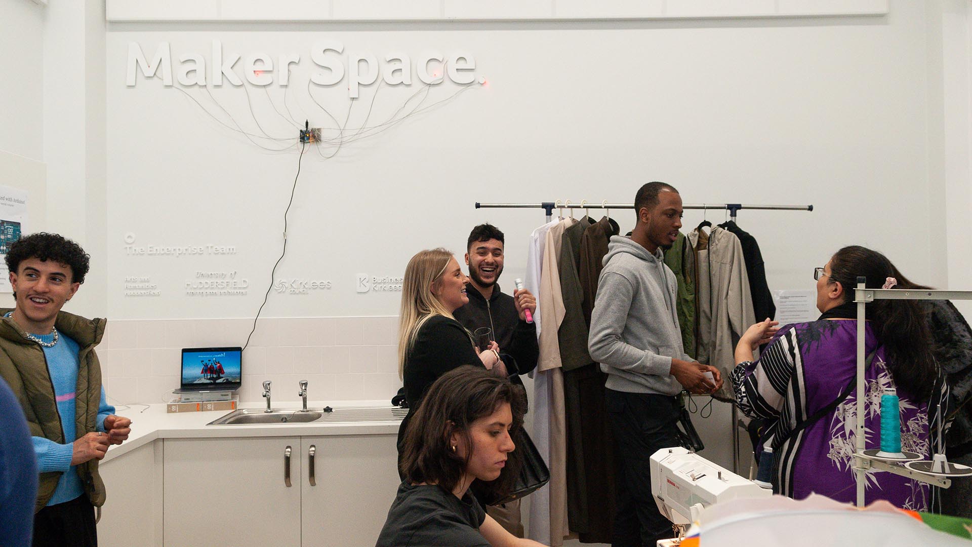 A group of students in Maker Space area