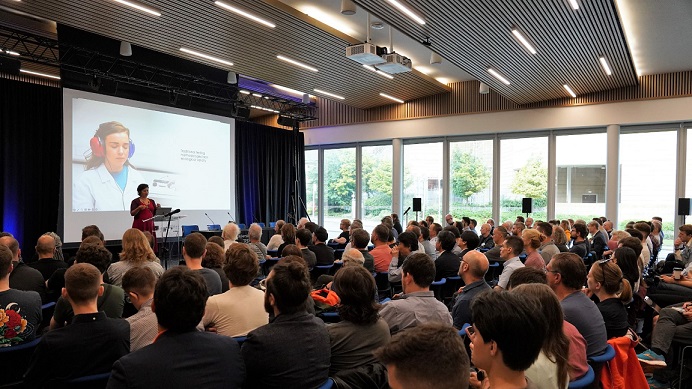 Full room at opening of AES Conference