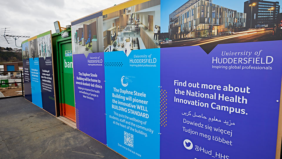 Hoardings at the Daphne Steele Building site