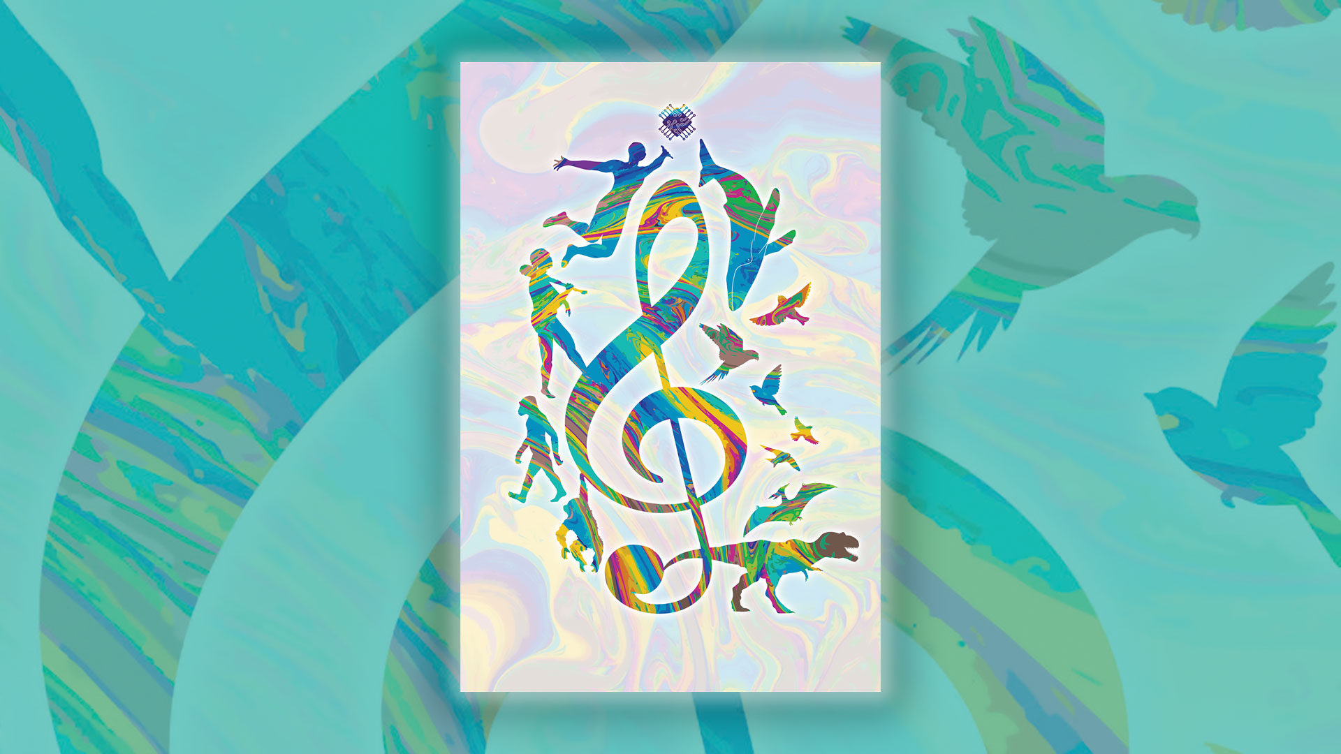 Illustration featuring the book cover